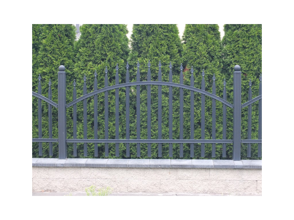 Kovové plotové pole -  Radius standard, grafit (Rozměry(š x v) 200 x 115 cm)