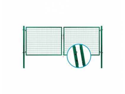 3326 dvoukridla brana svarovana sit zelena rozmery 3580x1200 mm zn pvc