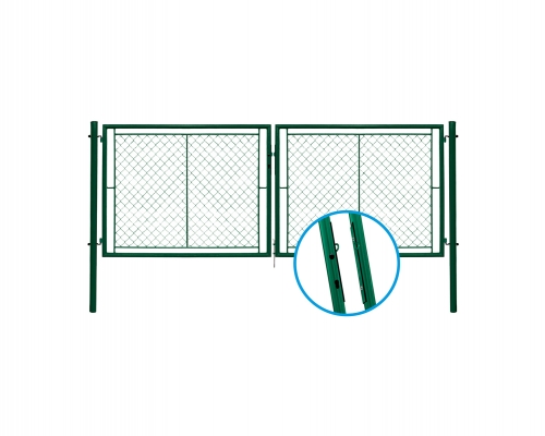 Dvoukřídlá brána, pletivo, zelená, rozměry 3605x1200 mm, Zn+PVC
