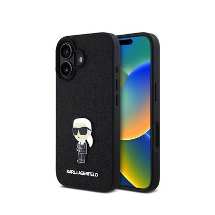 karl lagerfeld fixed glitter metal ikonik zadni kryt pro iphone 16 black i83579