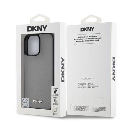 dkny pu leather silver metal logo magsafe zadni kryt pro iphone 16 pro grey 1 big ies13321203