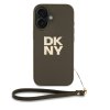 dkny pu leather stack logo wrist strap zadni kryt pro iphone 16 green ie13346510
