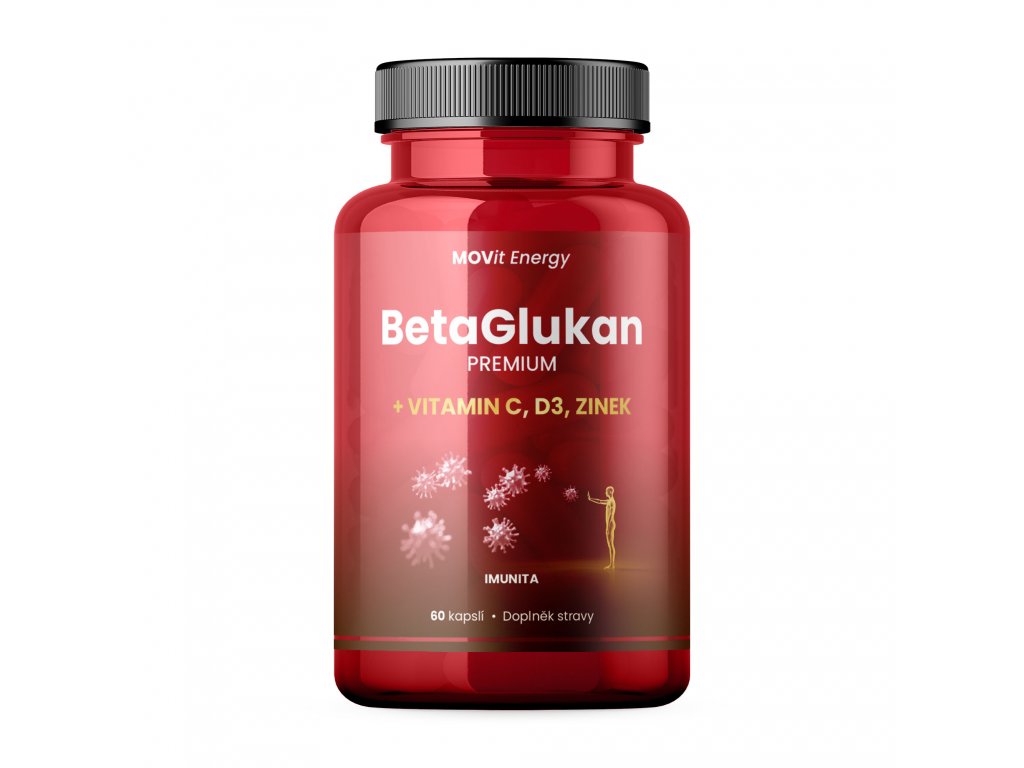 MOVit BetaGlukan 350 mg + Vitamin C, D3, Zinek PREMIUM, 60 kapslí