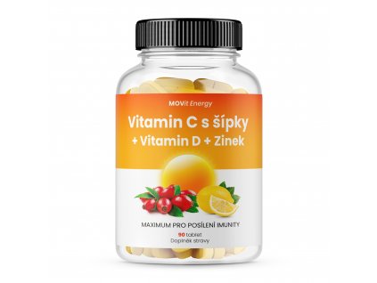 CZ MOVit Vitamin C 1200 mg s šípky + Vitamin D + Zinek PREMIUM, 90 tbl.