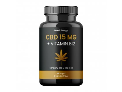 CZ MOVit Konopný olej 15 mg CBD + Vitamin B12, 90 kapslí