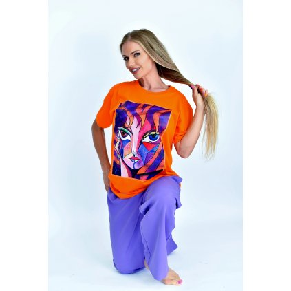 Dámske tričko Loose T-shirt - Oranžové