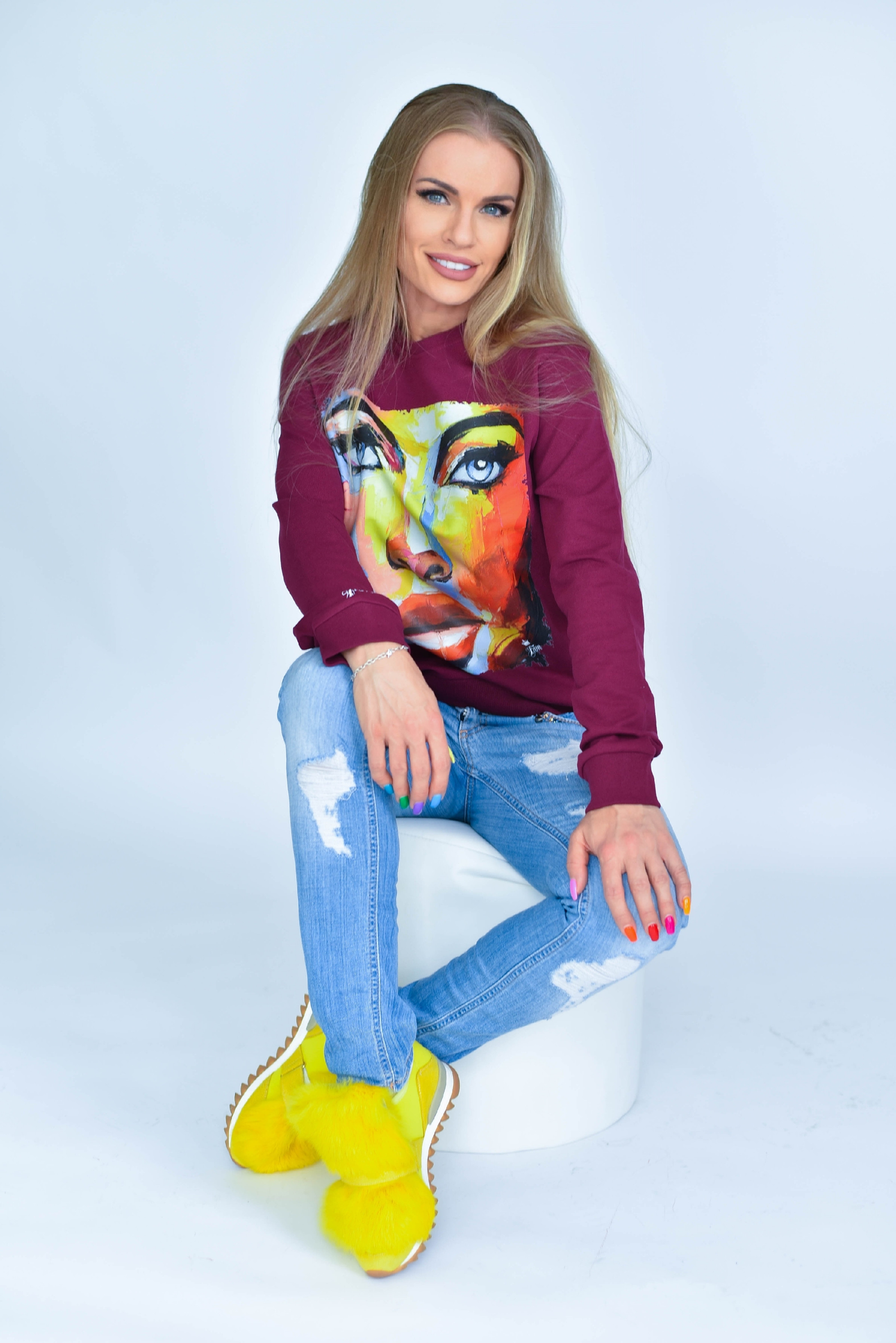 Dámska mikina Summer Sweatshirt - Vínová Farba: Vínová, Veľkosť: S