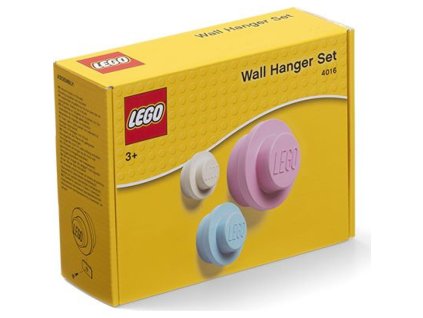 LEGO® věšák na zeď, 3ks - bílá, světle modrá, růžová