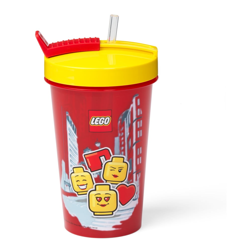 Lego Iconic Girl láhev s brčkem - žlutá/červená