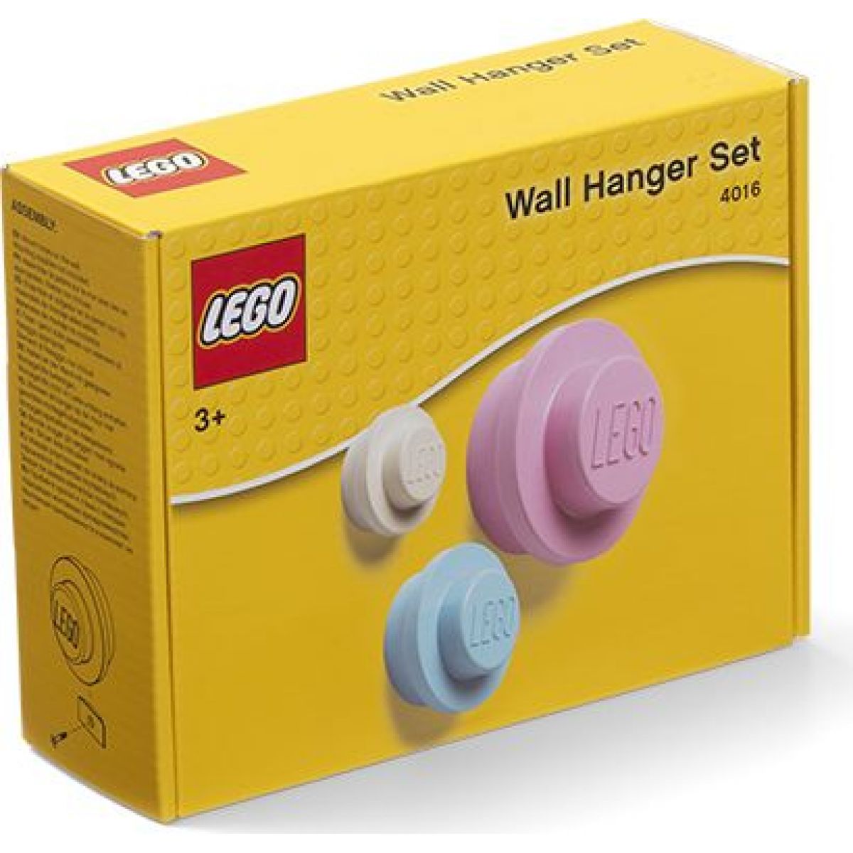 LEGO® věšák na zeď, 3ks - bílá, světle modrá, růžová