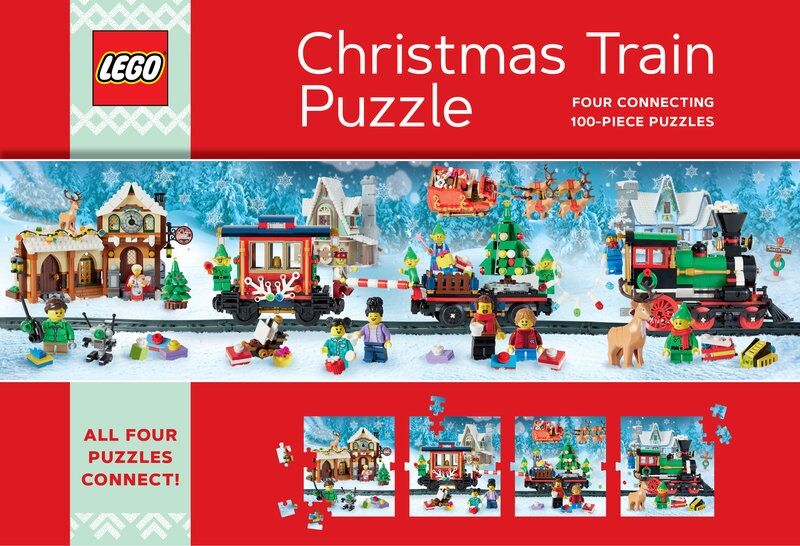 DVĚDĚTI Chronicle Books Puzzle LEGO® Vánoční puzzle vlak 4x100 dílků