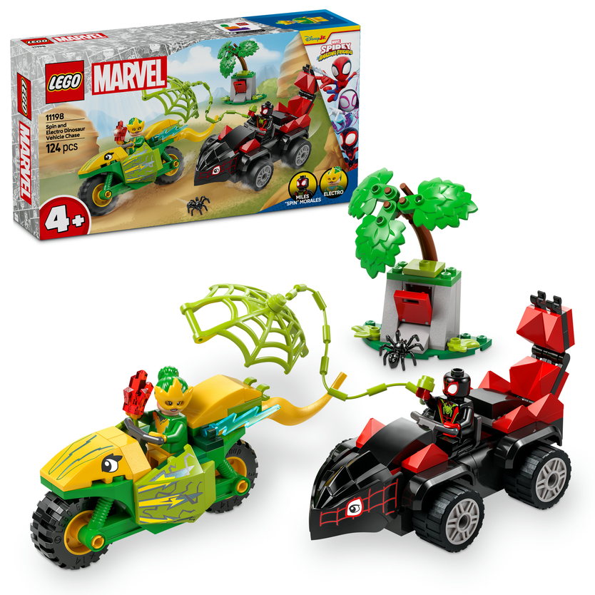 LEGO LEGO® Marvel 11198 Spin, Electro a honička s dinosauřím vozidlem