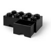 LEGO úložný box 8 s šuplíky - černá