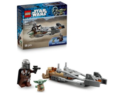 29644 lego star wars 75436 mandalorian a grogu a spidrova motorka
