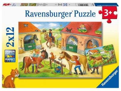 RAVENSBURGER PUZZLE 051786 Šťastný den na statku 2x12 dílků