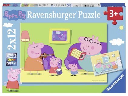 RAVENSBURGER PUZZLE 075966 Prasátko Peppa 2x12 dílků