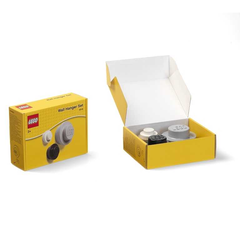 E-shop LEGO věšák na zeď, 3 ks - bílá, černá, šedá