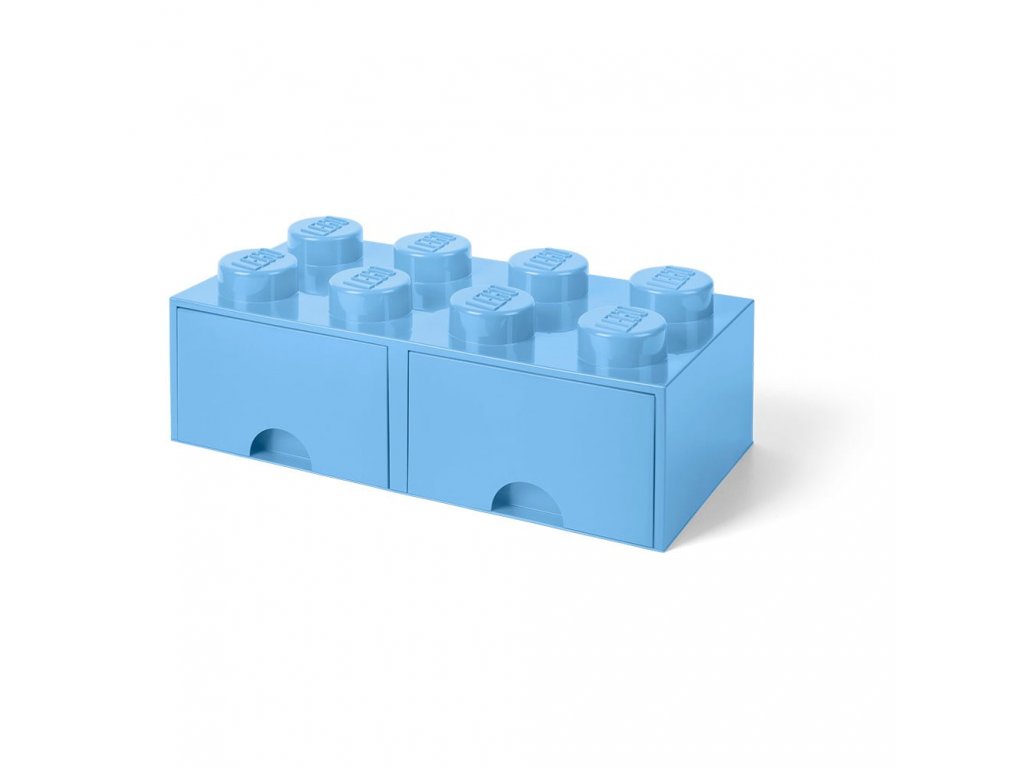LEGO úložný box 8 s šuplíky - světle modrá