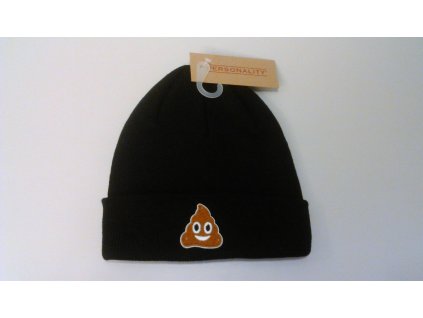 Čepice pletená s emoji POO černá