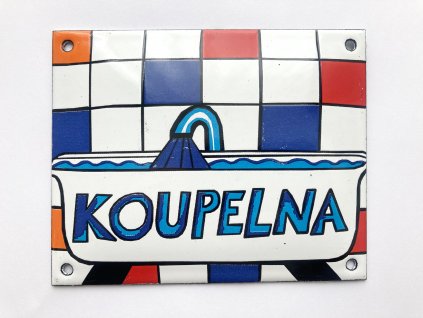 Cedulka na dveře "Koupelna" smaltovaná, č. 31