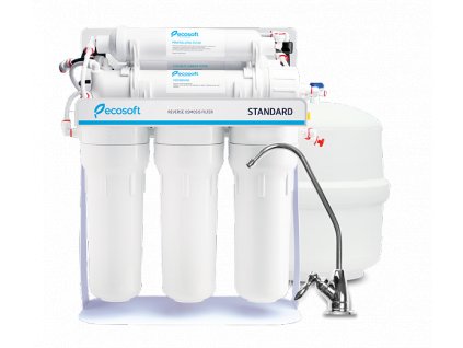 ecosoft standard reverse osmosis filter on metal rack with pump and mineralization