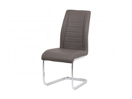 Jídelní židle - cappuccino ekokůže, kovová chromovaná podnož