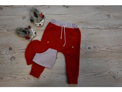 SET kalhoty, čepička, šátek růžový s barevnými hvězdičkami