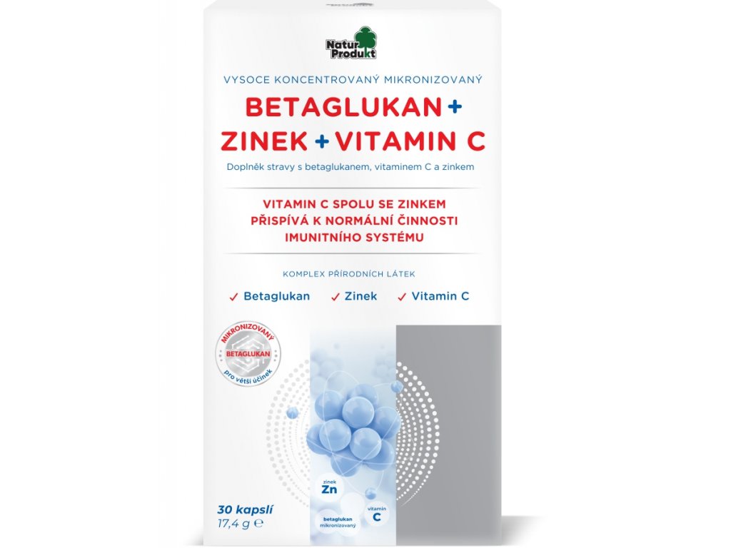 Naturprodukt betaglukan + zinek + vitamin C 30 cps