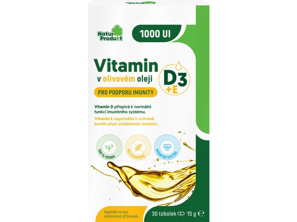 Naturprodukt Vitamin D + E v olivovém oleji 30cps