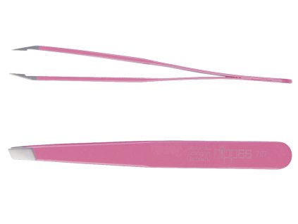 Pinzeta  šikmá ,lakovaná -růžová  nerez 9,5 cm NIPPES