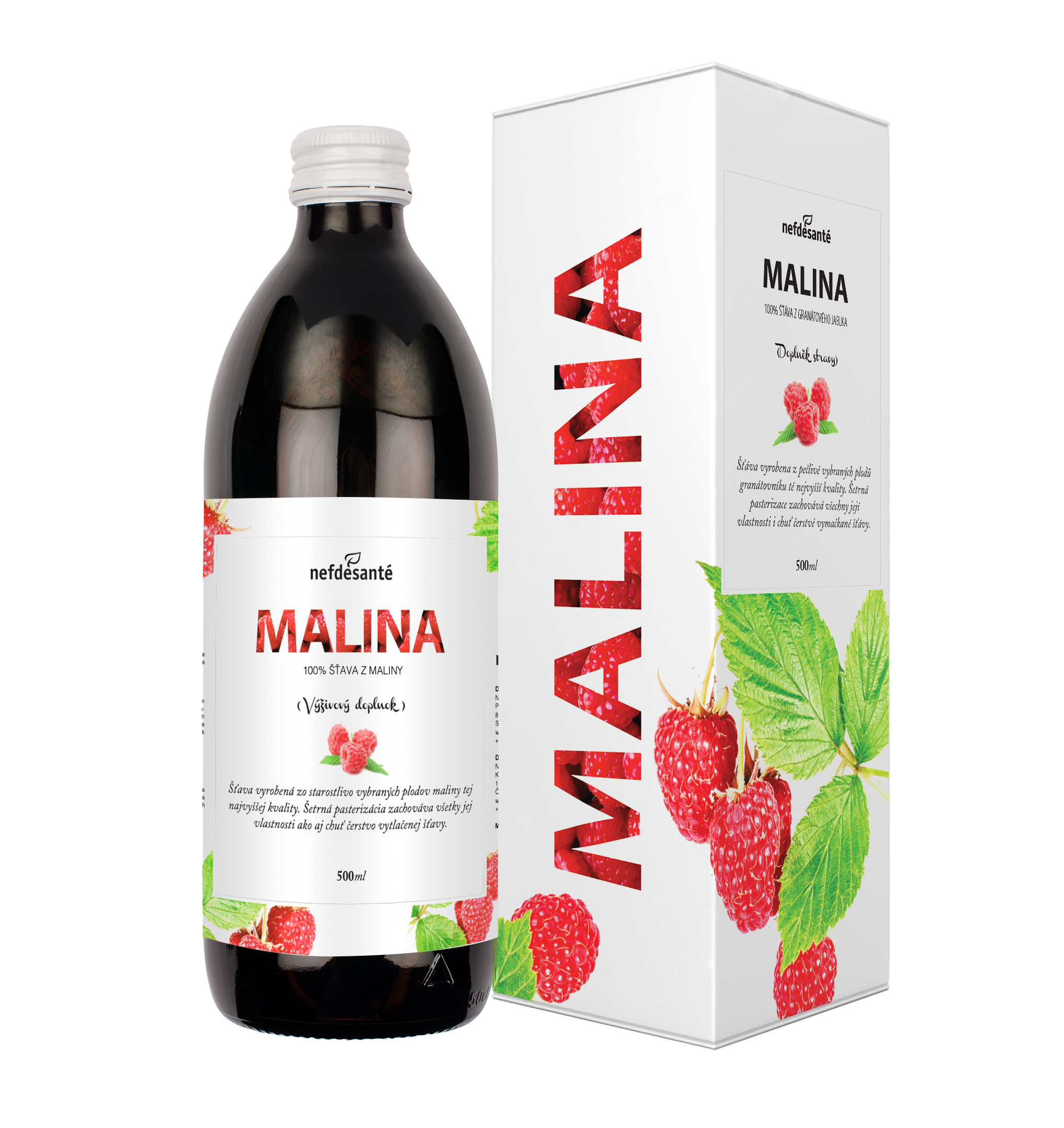 Nef de Santé a.s. Malina 500 ml 100% šťáva z maliny