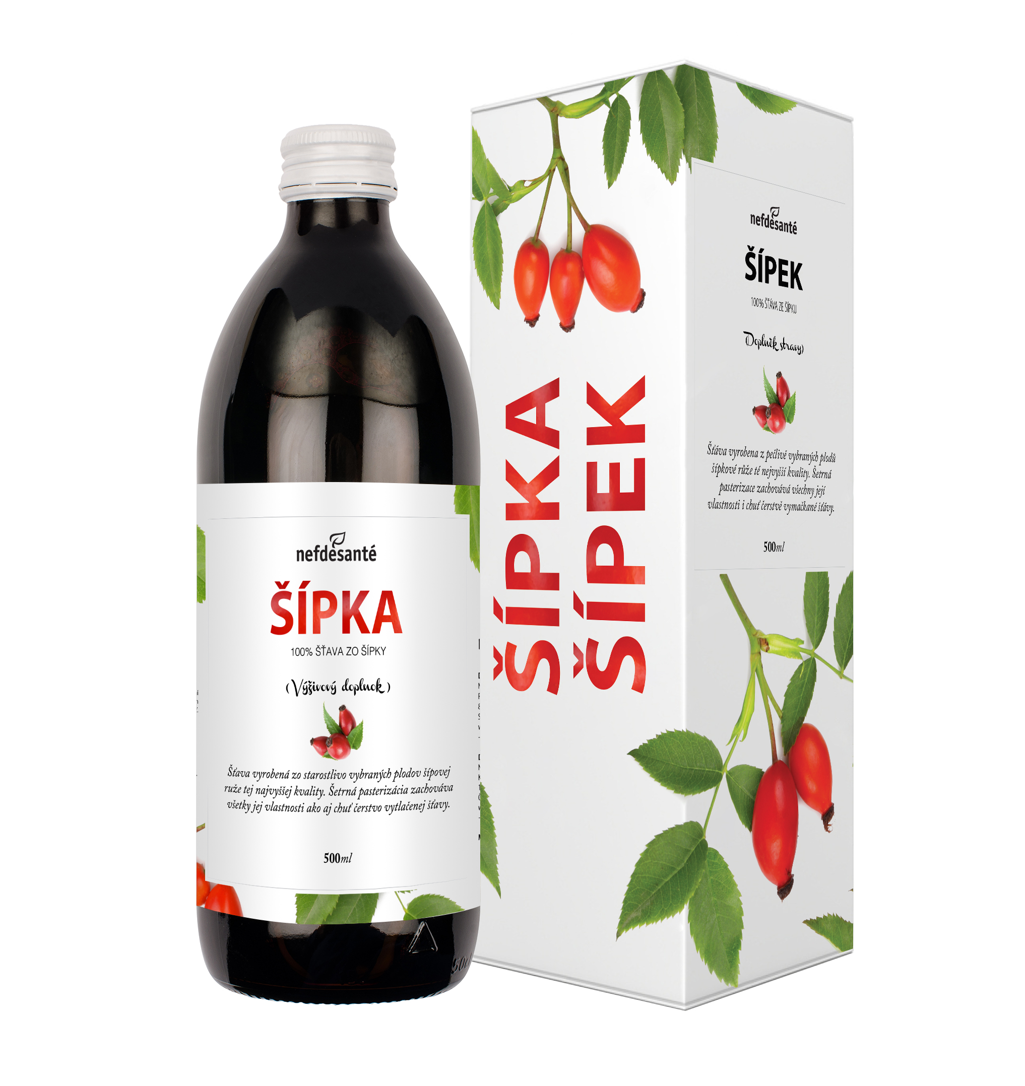 Fotografie Nef de Santé a.s. Šípek 500 ml 100% šťáva z šípků