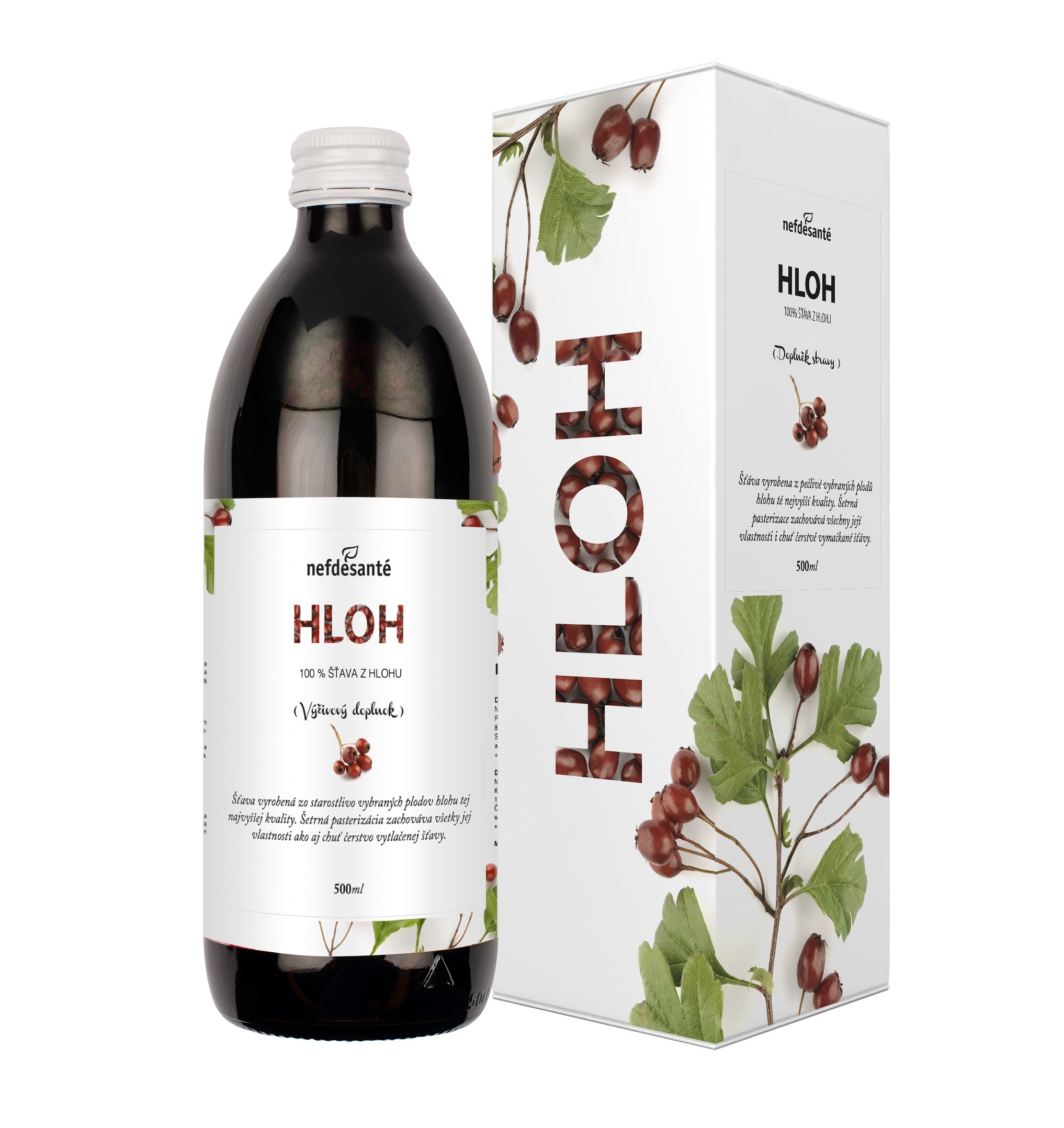 Nef de Santé a.s. Hloh 500 ml 100% šťáva z Hlohu