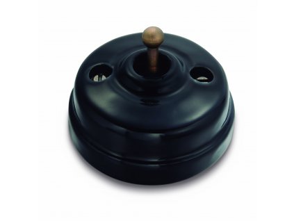 Porcelánový vypínač Dimbler černá/antická bronz páčka