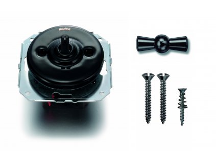 Porcelánový vypínač Garby Colonial černý/klička černý nikl