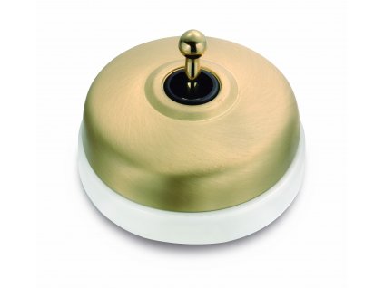 Porcelánový vypínač Dimbler bílá - kryt zlatá/páčka zlatá