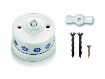 Porcelánový vypínač povrchový Garby M/S dekor - doprodej
