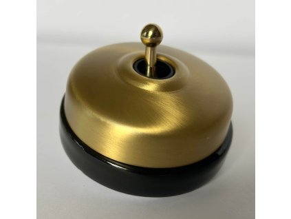 Porcelánový vypínač Dimbler černá - kryt zlatá/páčka zlatá - výprodej