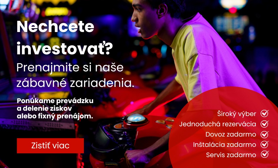 Vyberte si medzi profit share alebo fixným nájmom arkádových a zábavných automatov. Transparentné a férové riešenie pre dlhodobú B2B spoluprácu.