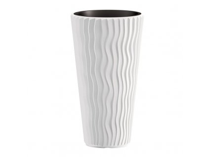 Květináč SANDY SLIM + vklad bílý 29,7 cm