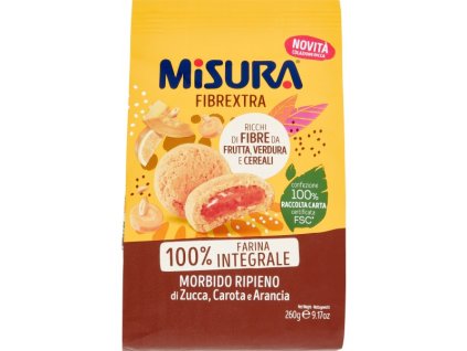 MISURA Frollini Fibrextra ripieni di Zucca, Carota e Arancia GR.260 - křehké sušenky plněné dýní, mrkví a pomerančem