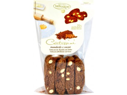 MONARDO Cantuccini Mandorle e Cacao GR.220 - tradiční italské sušenky kakaové s kousky mandlí