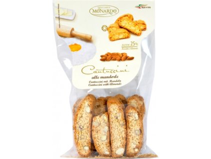 MONARDO Cantuccini Mandorle GR.220 - tradiční italské sušenky s kousky mandlí