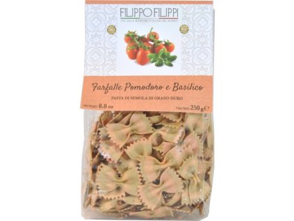 FILIPPI Pasta Semola Farfalle Pomod./Basilico GR.250 - italské semolinové těstoviny,rajče/ bazalka