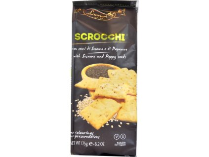LAURIERI Scrocchi Semi dio Sesamo e Papavero GR.175 - mini krekry sezam a mák
