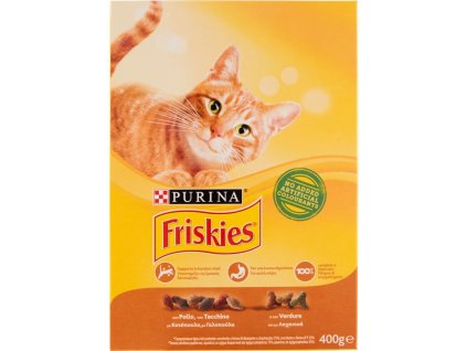 FRISKIES Gatto_Crocchette Pollo,Tacchino,Verdure.Adult GR.400-granule kočka.Kuře,krůta a zelenina.  20