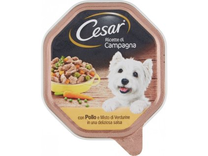 CESAR Cane_Pollo e Verdurine,vaschetta GR.150 - masové kousky pes.Kuřecí maso a grilovaná zelenina.  14