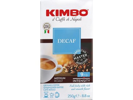 KIMBO Espresso Napoli macinato Decaffeinato GR.250 - káva mletá, směs Bezkofeinová, vakuo.  20