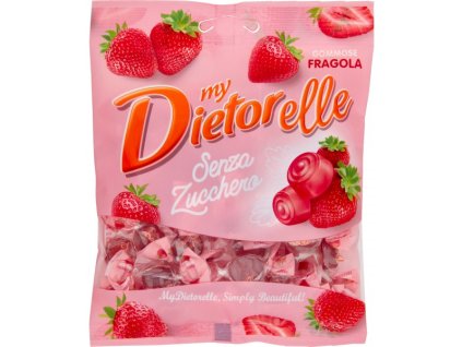 DIETORELLE Caramelle Morbide Fragola GR.70 - gumovité bonbóny, jahoda, bez cukru  24