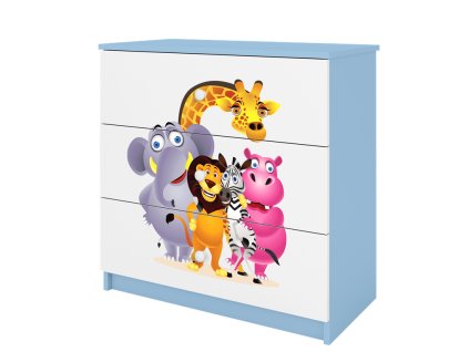 Komoda BABYDREEMS ZOO modrá